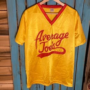 Dodgeball Average Joe’s jersey medium (tag says large) yellow polyester fabric